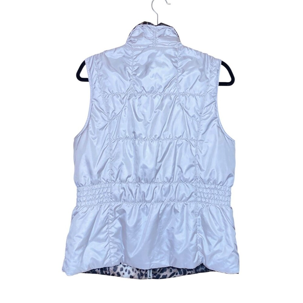 Chico's Reversible Puffer Vest Zenergy Leopard Print and Cream Both w Pockets Lg - Picture 4 of 6